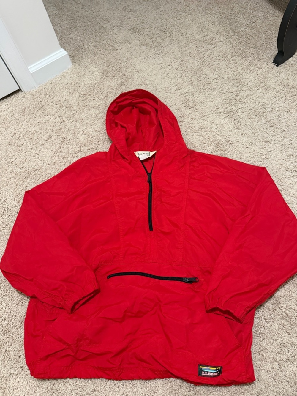 L.L. Bean Vintage Red Windbreaker Anorak Jacket Size Large
